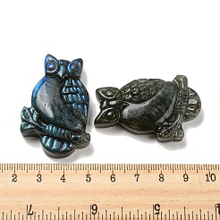 天然石ラブラドライトペンダント  フクロウのチャーム  44~46x29~31x7.5~10mm  穴：1.4mm&nbsp;G-M417-08D