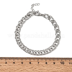 6.5mm 304ステンレススチール製ダブルリンクチェーンブレスレット（男女兼用）  変色なし  ステンレス鋼色  6.77インチ（17.2cm）&nbsp;SA-CBA37BC-21P