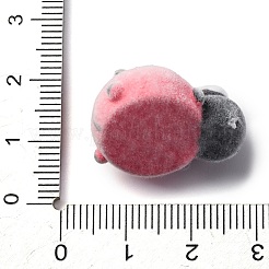 フロッキー動物樹脂ペンダント  プラチナ鉄ループ付き  てんとう虫  17.5x17.5x23.5mm  穴：2.5mm&nbsp;FIND-S001-03G