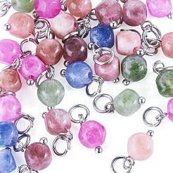 30Pcs Natural Colorful Tourmaline Dice Charms&nbsp;PALLOY-TA00366