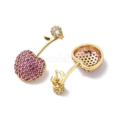 Cherry Brass Micro Pave Cubic Zirconia Stud Earrings&nbsp;EJEW-M077-12G-01