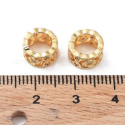 真鍮マイクロパヴェキュービックジルコニアロンデルヨーロピアンビーズ  大きな穴ビーズスター  18KGP本金メッキ  9x5.5mm  穴：6mm&nbsp;KK-A189-14G