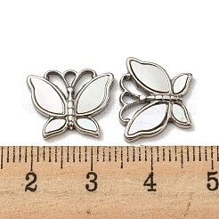 304ステンレススチールシェルペンダント  蝶のチャーム  ステンレス鋼色  12.5x15x2mm  穴：1.6mm&nbsp;STAS-L022-011P
