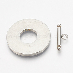 304ステンレススチールトグル留め具  エナメル  リング  グレー  リング：29.5x2mm  内径：12mm  バー：21x7x3mm  穴：2mm&nbsp;STAS-T037-05A
