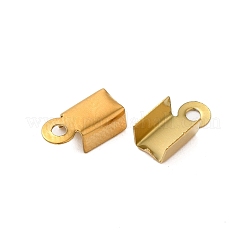イオンプレーティング（IP）304ステンレス鋼折りたたみ式圧着コードエンド  18KGP本金メッキ  9.5x4.5x4mm  穴：1.5mm&nbsp;X-FIND-Q118-01G-03