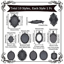 10Pcs 10 Styles Oval Alloy Pendants Cabochon Settings&nbsp;FIND-SC0009-96