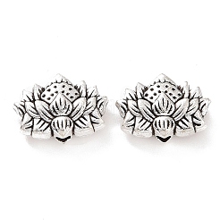 チベット風合金ビーズ  ハスの花  アンティークシルバー  8.5x12x4.5mm  穴：1.6mm  892個/ 1000g&nbsp;FIND-H038-21AS