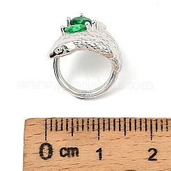 真鍮舗装キュービックジルコニアビーズ  ヘビ  大穴ビーズ  銀  20x14x15mm  穴：10mm&nbsp;KK-C133-01B-S