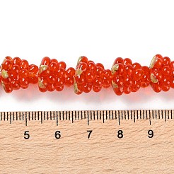 手作りランプワークビーズ連売り  ラズベリー  レッドオレンジ  12.5x12.5mm  穴：1.4mm  約20個/連  9.84''（25センチメートル）&nbsp;LAMP-Q036-05B