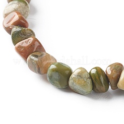 Natural Rhyolite Jasper Chip Beads Bracelet for Girl Women&nbsp;BJEW-JB06748-11