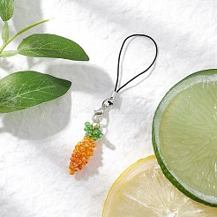 Carrot Glass Seed Beaded Mobile Straps&nbsp;HJEW-MZ00224