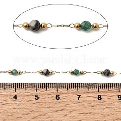 Handmade Natural Indian Agate & Synthetic Howlite & 316 Stainless Steel Round Link Chains&nbsp;CHS-L033-07G-02