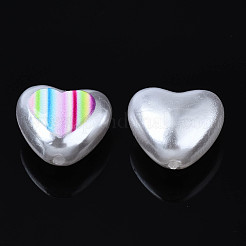 3dプリントABSプラスチックイミテーションパールビーズ  ハート  カラフル  11x12x7mm  穴：1mm&nbsp;KY-S163-438