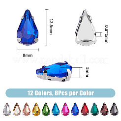 96Pcs 12 Colors Teardrop Sew on Rhinestone&nbsp;RGLA-DC0001-04