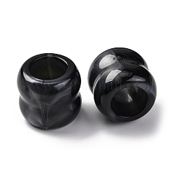 ツートンの不透明アクリルビーズ  溝付き柱  ブラック  25x27mm  穴：16mm&nbsp;OACR-Z025-01F