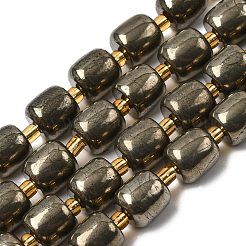 天然石パイライトビーズ連売り  シードビーズで  コラム  10~11x10~10.5mm  穴：1.2mm  約15個/連  8.07''~8.27（20.5~21センチメートル）&nbsp;G-Z131-D01-03