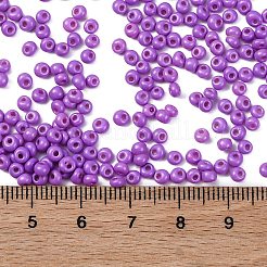 ベーキングペイントガラスのシードビーズ8/0  丸い穴  ティアドロップ  暗い蘭  3x2mm  穴：1mm  約18750個/ポンド&nbsp;SEED-M012-02A-40