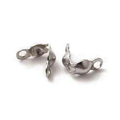 変色しにくい304ステンレススチールボールチープ  カロット終了  クラムシェルノットカバー  ステンレス鋼色  4x2.5mm  穴：1mm  内径：1.6mm&nbsp;STAS-L207-22A-P