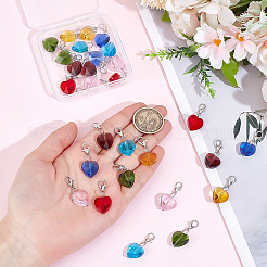 28Pcs 7 Colors Faceted Heart Glass Pendants Decoration&nbsp;HJEW-PH02042