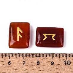 エルダーフサルクのアルファベットが刻まれた長方形の天然カーネリアンルーンストーン25個  19.5~20x15x5.5~6mm&nbsp;G-T142-34