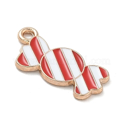 クリスマステーマ合金エナメルペンダント  ゴールドカラー  キャンディ  10x22x1.5mm  穴：1.6mm&nbsp;ENAM-K074-02A-01