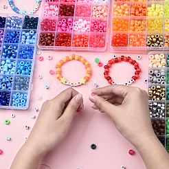 3箱 DIY アクリルビーズブレスレット作成キット  ロンデル＆フラットラウンド＆キューブ  ミックスカラー  6x6x7~9x3.5~6mm  穴：1.5~4mm&nbsp;DIY-YW0013-02