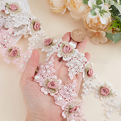 2 Yards 2 styles Polyester 3D Flower Lace Trim with Imitation Pearl&nbsp;OCOR-WR0001-70