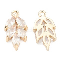 Brass Clear Cubic Zirconia Pendants&nbsp;X-ZIRC-O042-03G