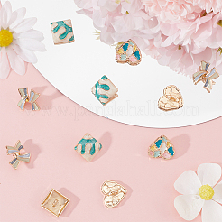 12pcs 3 Style Bowknot/Heart/Square 1-Hole Alloy Enamel Shank Buttons&nbsp;BUTT-GF0003-81