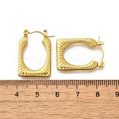 女性用304ステンレスフープピアス  イオンプレーティング（ip）  長方形  18KGP本金メッキ  24.5x17x3mm&nbsp;EJEW-L296-084G