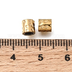 304ステンレススチールスペーサービーズ  槌目模様の柱  イオンプレーティング（ip）  18KGP本金メッキ  5x5mm  穴：3x2.5mm&nbsp;STAS-L315-024G