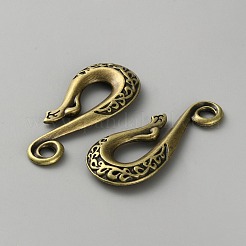 合金S字フックの留め金  アンティークブロンズ  55x24x6mm&nbsp;FIND-WH20007-119AB