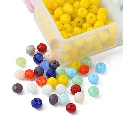 10 グリッド 10 スタイル 不透明ソリッドカラーガラス ビーズ 連売り  多面カット  ロンデル  ミックスカラー  4x3mm  穴：0.4mm  123~127pcs /グリッドについて  1 グリッド/スタイル&nbsp;EGLA-YW0001-45
