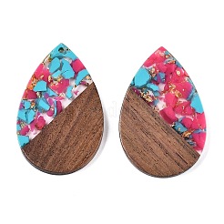 Transparent Resin & Walnut Wood Big Pendants&nbsp;RESI-T058-05J