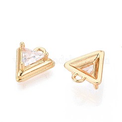 Brass Pave Cubic Zirconia Pendants&nbsp;KK-T071-48G