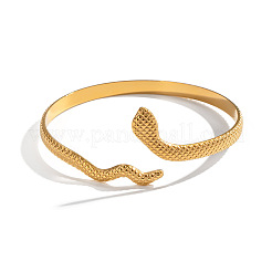 女性用304ステンレススチール製蛇型オープンカフバングル  18KGP本金メッキ  内径：2.24インチ（5.7cm）&nbsp;AW5276