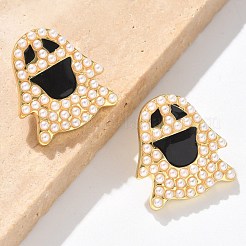 Brass ABS Imitation Pearl Stud Earrings&nbsp;EJEW-B132-02G