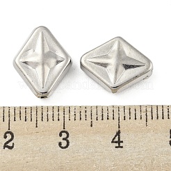 CCBプラスチックビーズ  菱形  プラチナ  13x11x4.5mm  穴：1.5mm&nbsp;CCB-P013-04P