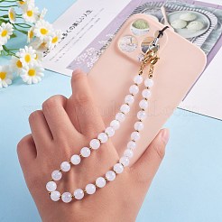 Natural Malaysia Jade & 304 Stainless Steel Round Beaded Mobile Straps&nbsp;HJEW-SW00043-05