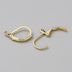 真鍮フレンチフックピアスのパーツ4個。  カン付き  18KGP本金メッキ  15.5x11x1.5mm  穴：1.4mm  ピン：0.5mm&nbsp;KK-BBC0013-86
