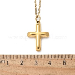 304ステンレススチールクロスペンダントアズキチェーンネックレス  イオンプレーティング（ip）  ゴールドカラー  15.83インチ（40.2cm）&nbsp;NJEW-S442-04G