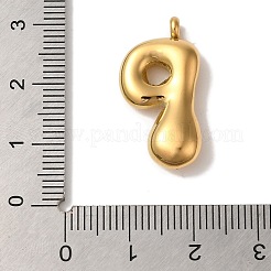 イオンプレーティング（IP）304ステンレスペンダント  バルーンレターチャーム  ゴールドカラー  文字p  25.5x13x6mm  穴：2mm&nbsp;STAS-M017-08G-17