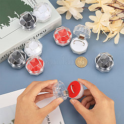八角形の透明プラスチックリングボックス42色3個  アクセサリー箱  ミックスカラー  3.8x3.8x3.8cm  14個/カラー&nbsp;CON-CA0001-022