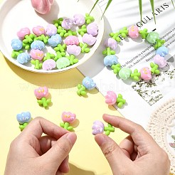 エナメルアクリルビーズ30個  花  ミックスカラー  26x18x12.3mm  穴：1.8mm  30個/セット&nbsp;OACR-CJ0002-01