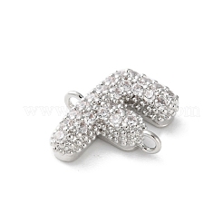 Brass Micro Pave Cubic Zirconia Letter Links&nbsp;KK-I717-04F-P