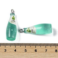 透明樹脂ペンダント  白金鉄パーツ  模造カクテル  グリーン  33x11x11mm  穴：2mm&nbsp;RESI-D074-03B