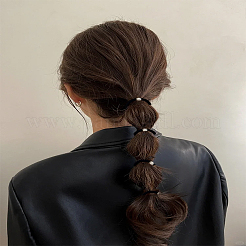 ポリエステルゴム製ヘアアクセサリー10個  女の子または女性のため  シュシュ/シュシュヘアタイ  ブラック  7mm  内径：44mm&nbsp;OHAR-LP0004-34