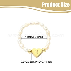 Natural Freshwater Pearl & 304 Stainless Steel Bead Finger Rings&nbsp;RJEW-FS00001-08