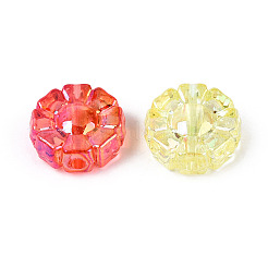 透明なアクリルビーズ  ABカラーメッキ  花  ミックスカラー  16x7mm  穴：2.2mm  約510個/500g&nbsp;OACR-N150-23