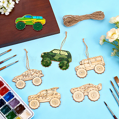 36Pcs 6 Styles Car Unfinished Blank Wooden Pendants Set for Painting Arts&nbsp;AJEW-WH0752-598
